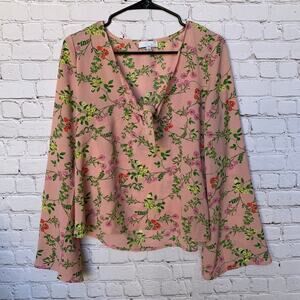 TEN SIXTY SHERMAN - Pink Floral Tie Front Blouse